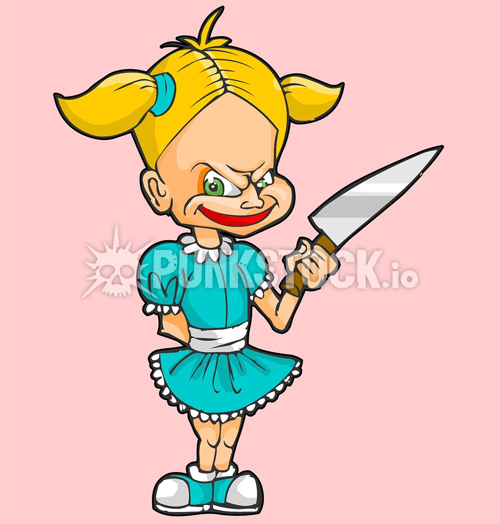 Girl knife murder vector graphic