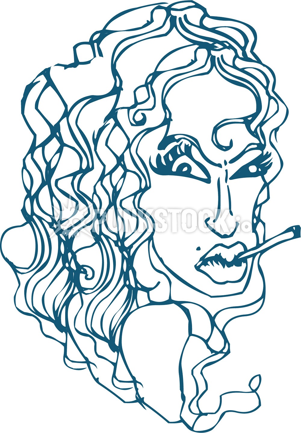 Smoke smoking woman vector graphic