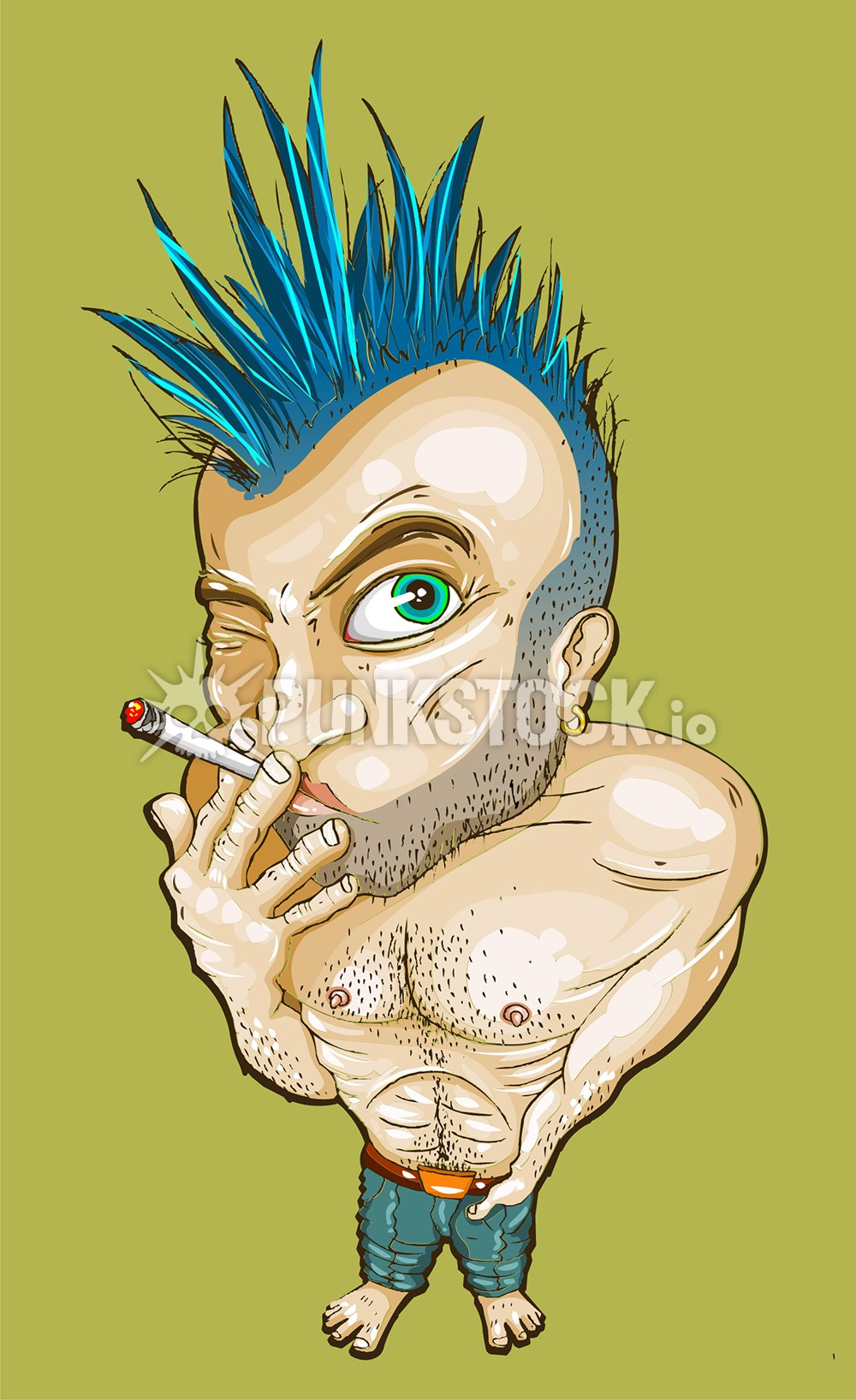 Bare chested man guy vector graphic