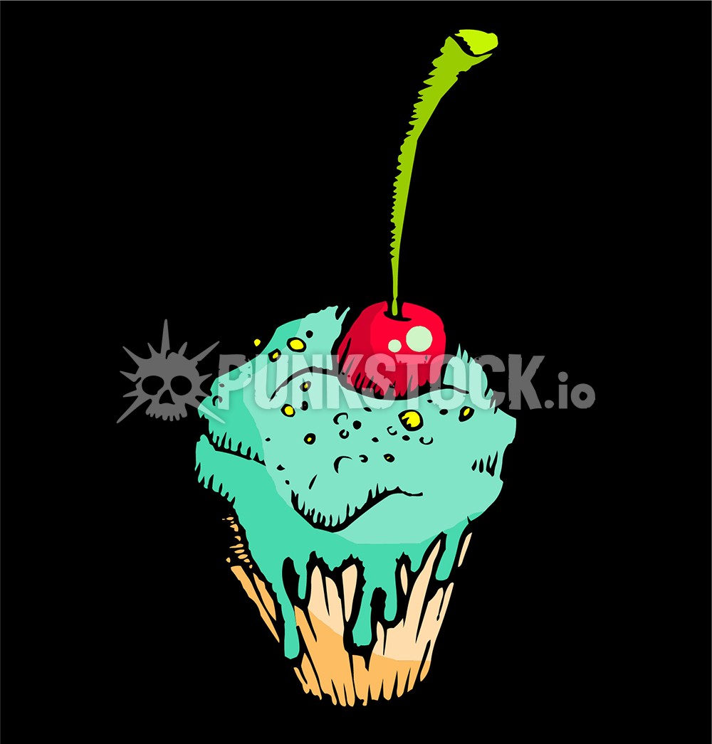 Alien candy alien cupcake vector graphic