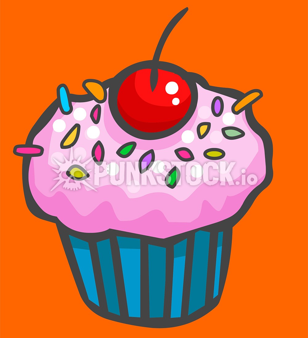 Pink cupcake cup cake vector graphic
