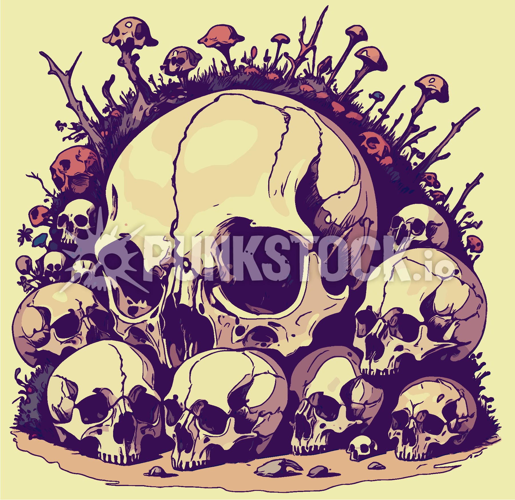 Skull skulls round vector graphic