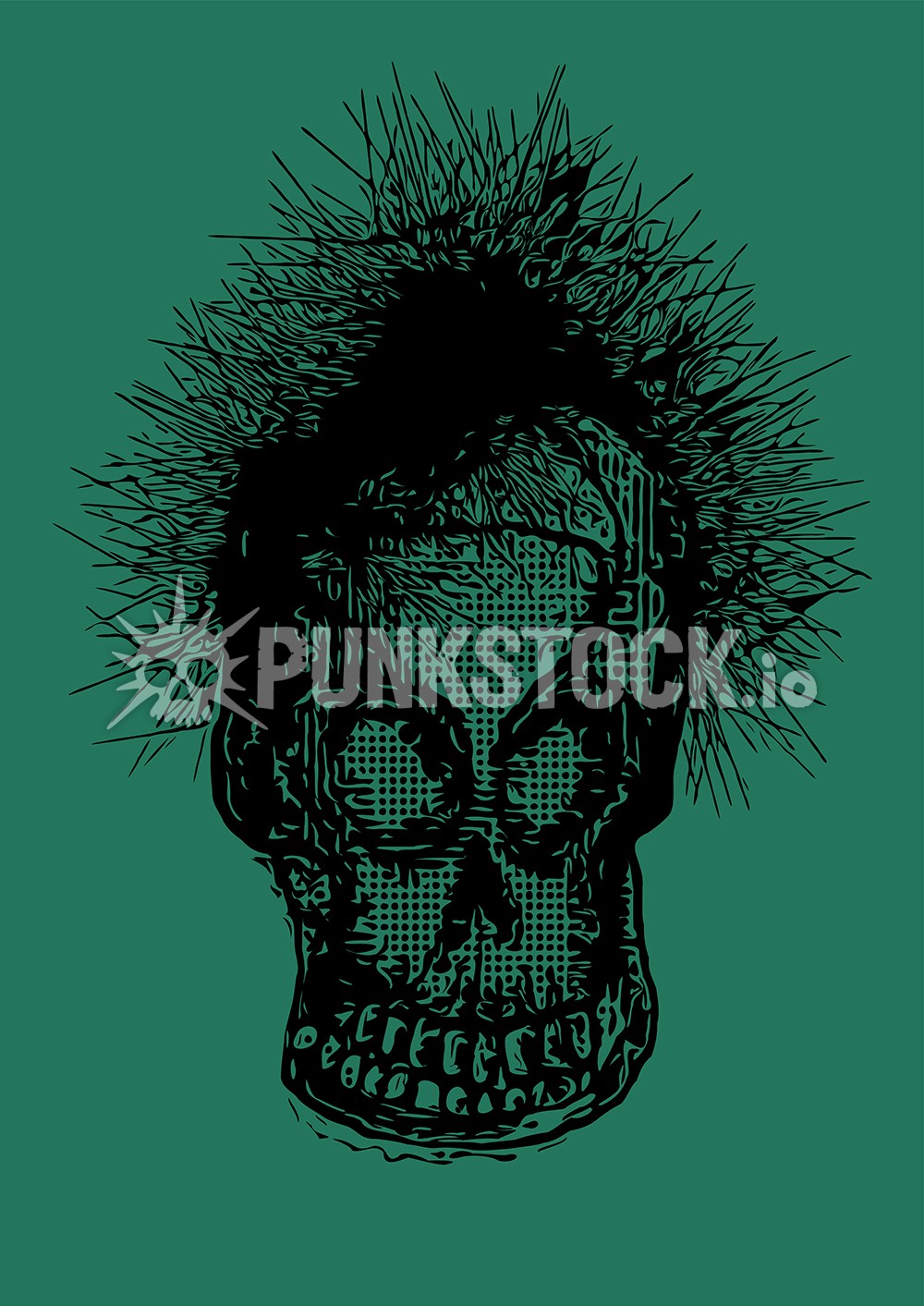 Punk skull halftone vector graphic