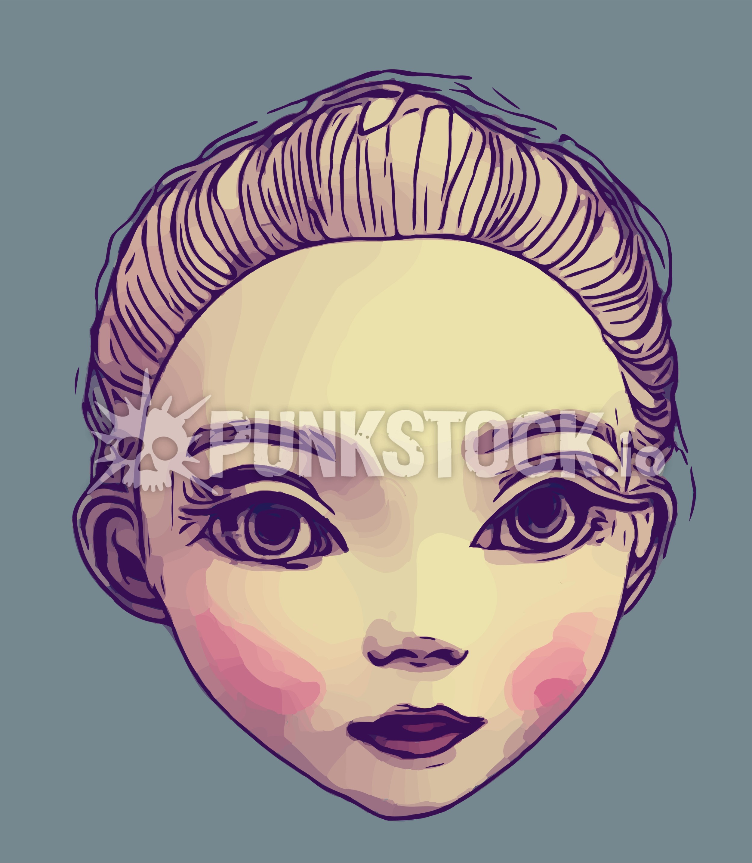 Girl doll face vector graphic