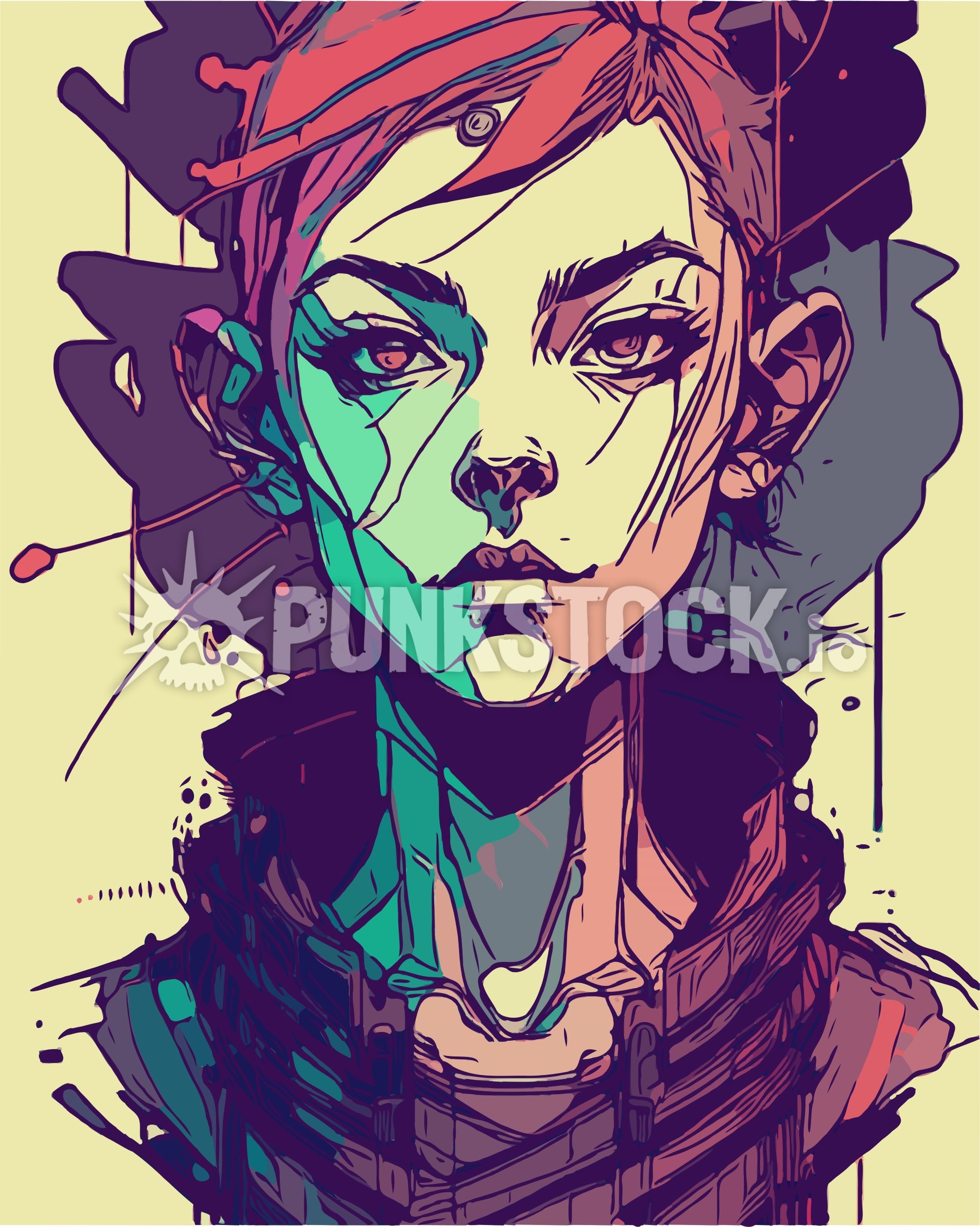 Face head punk vector graphic