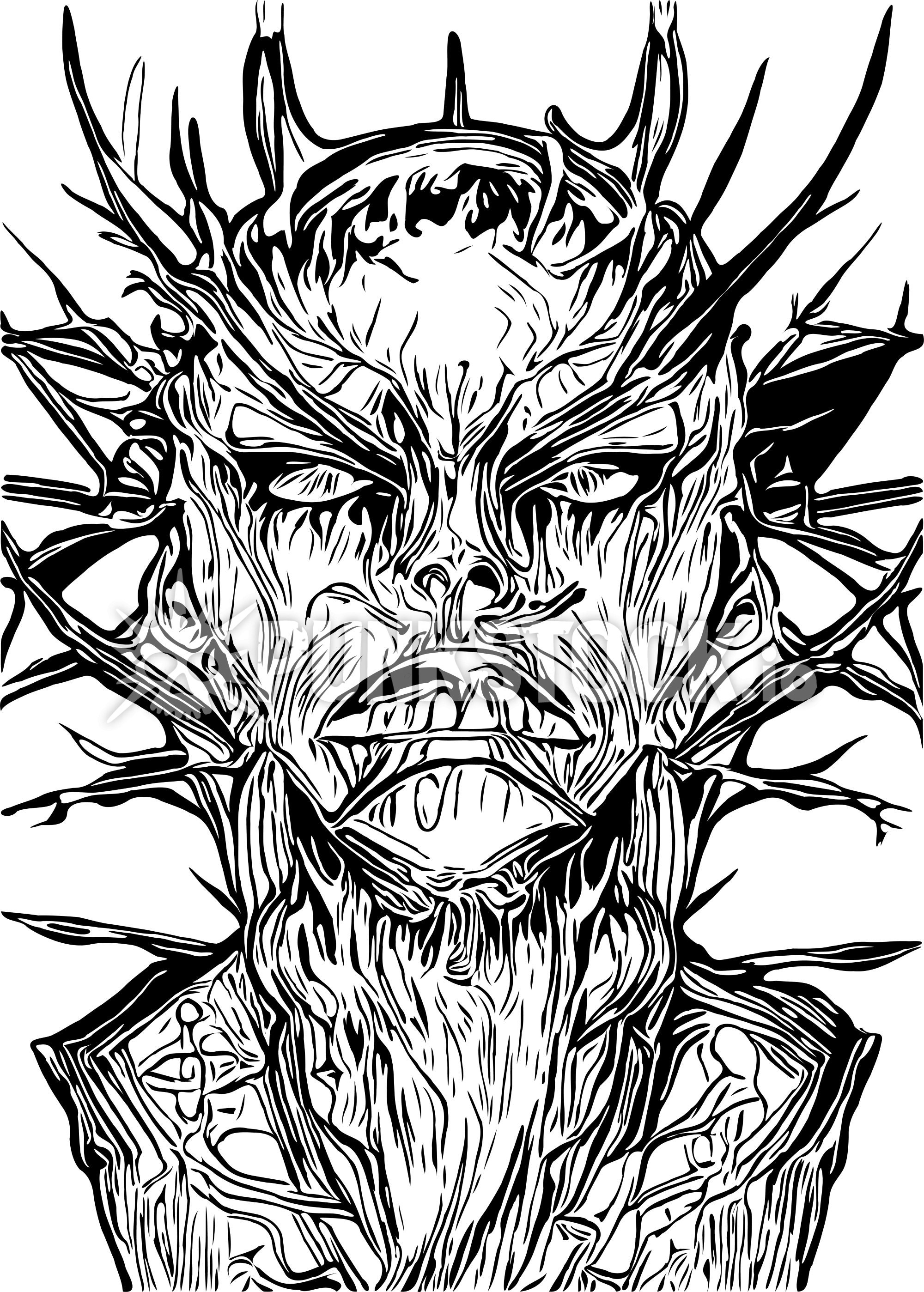 Face spikes abstract vector graphic
