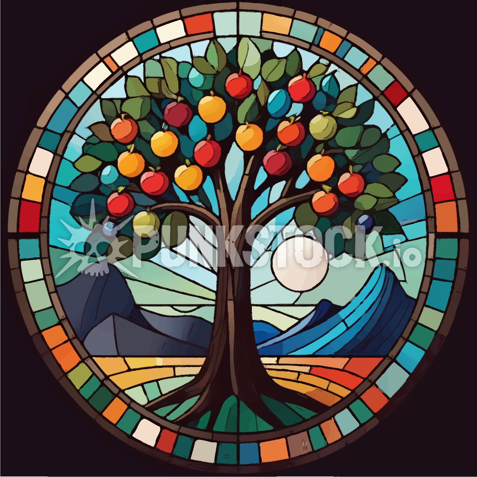 Stained glass mosaic glass vector graphic