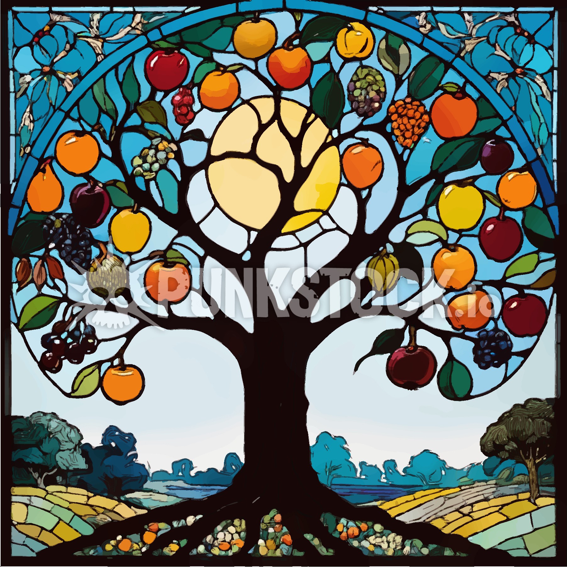 Stained glass mosaic glass vector graphic