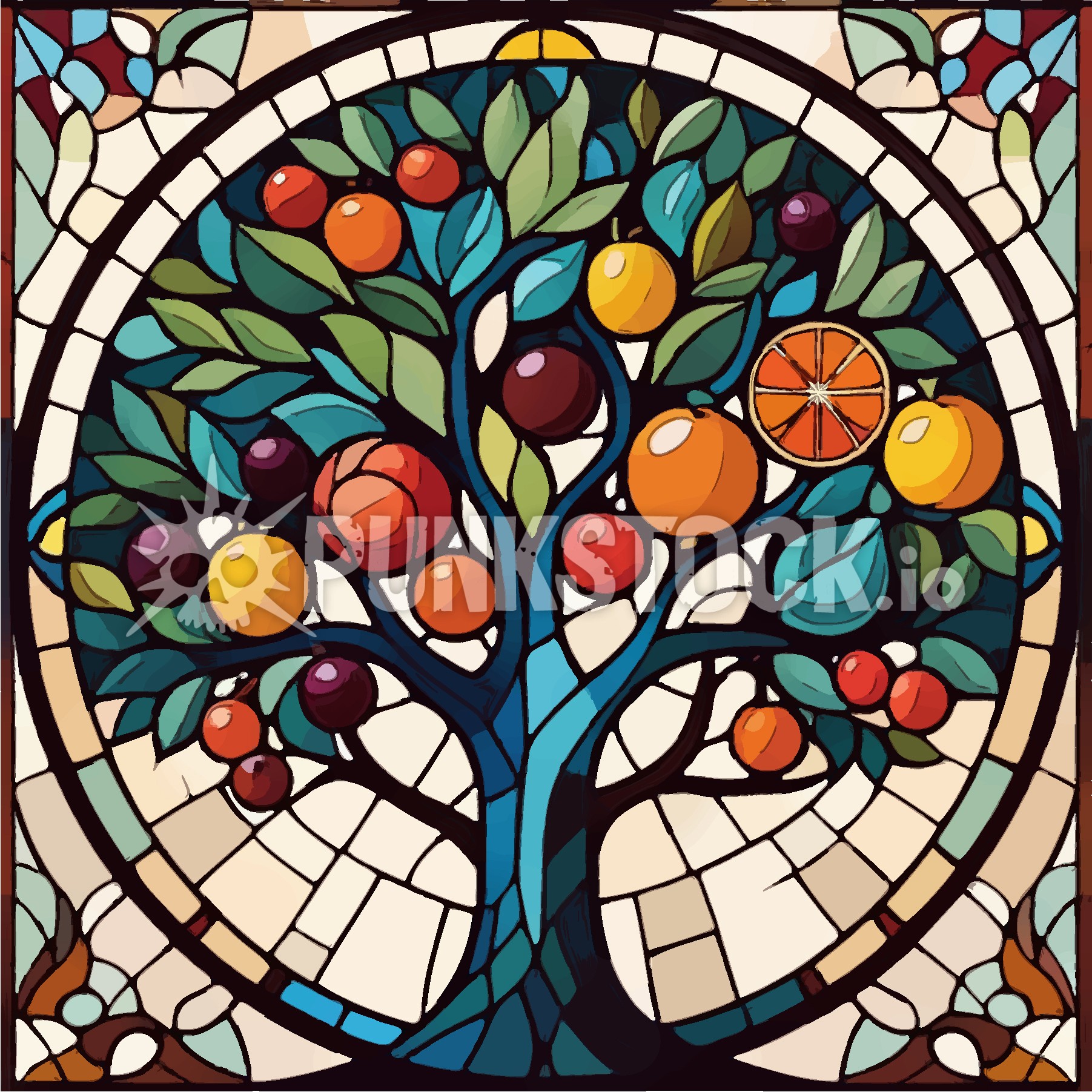 Stained glass mosaic glass vector graphic