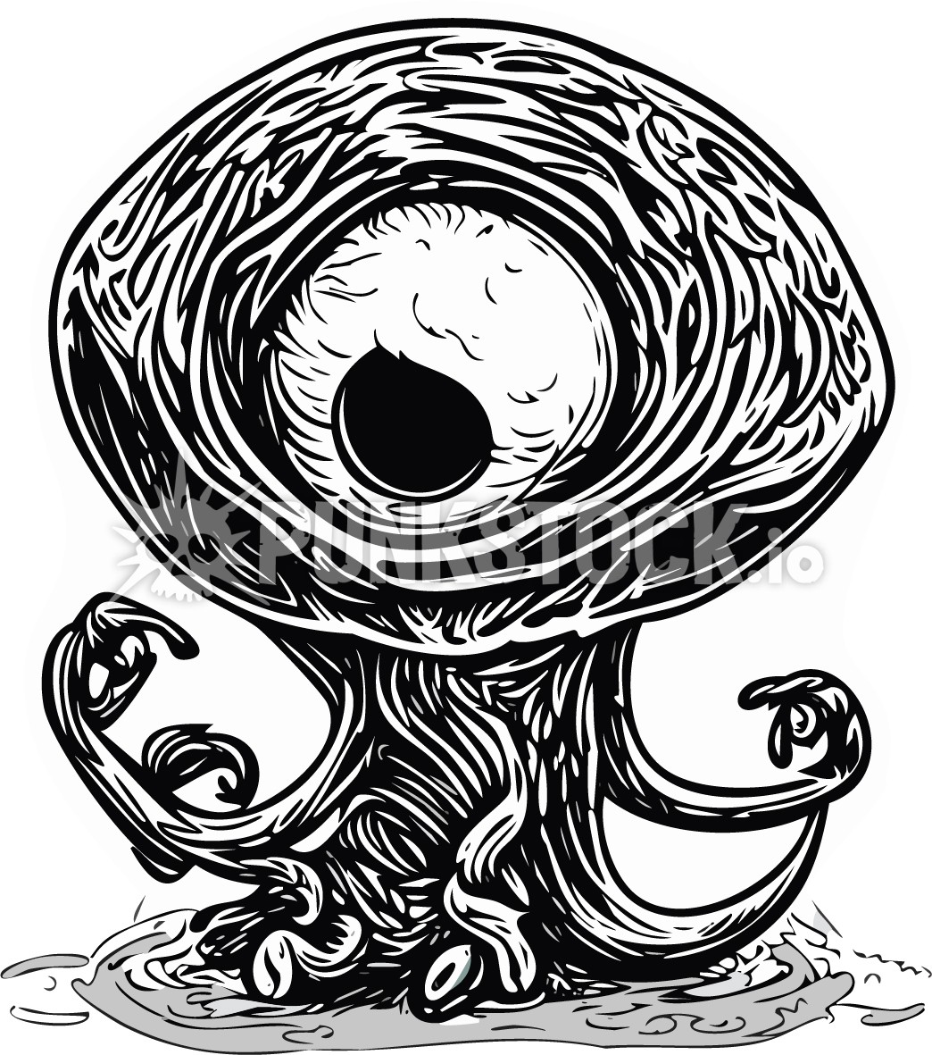 Venus fly trap black white vector graphic