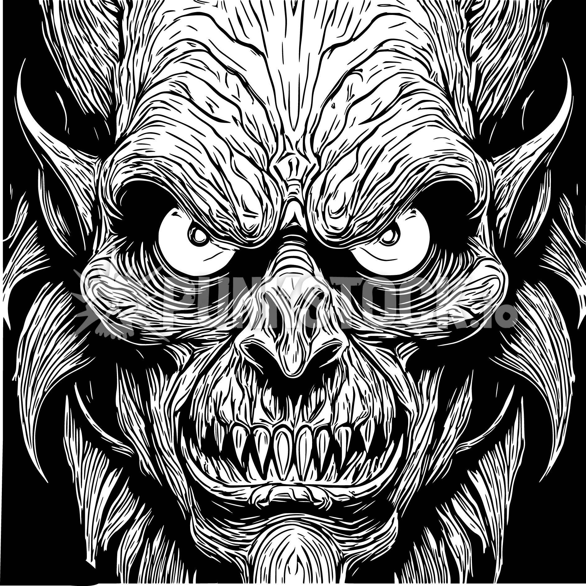 Red eyes monster demin vector graphic