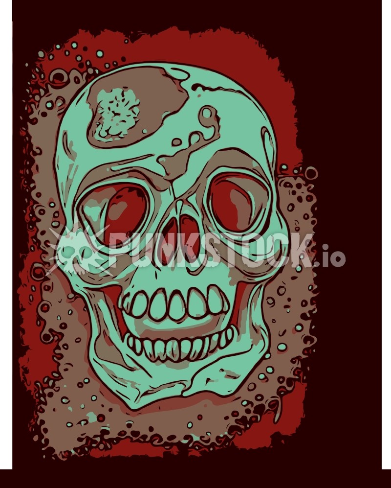 Front view skull green vector graphic