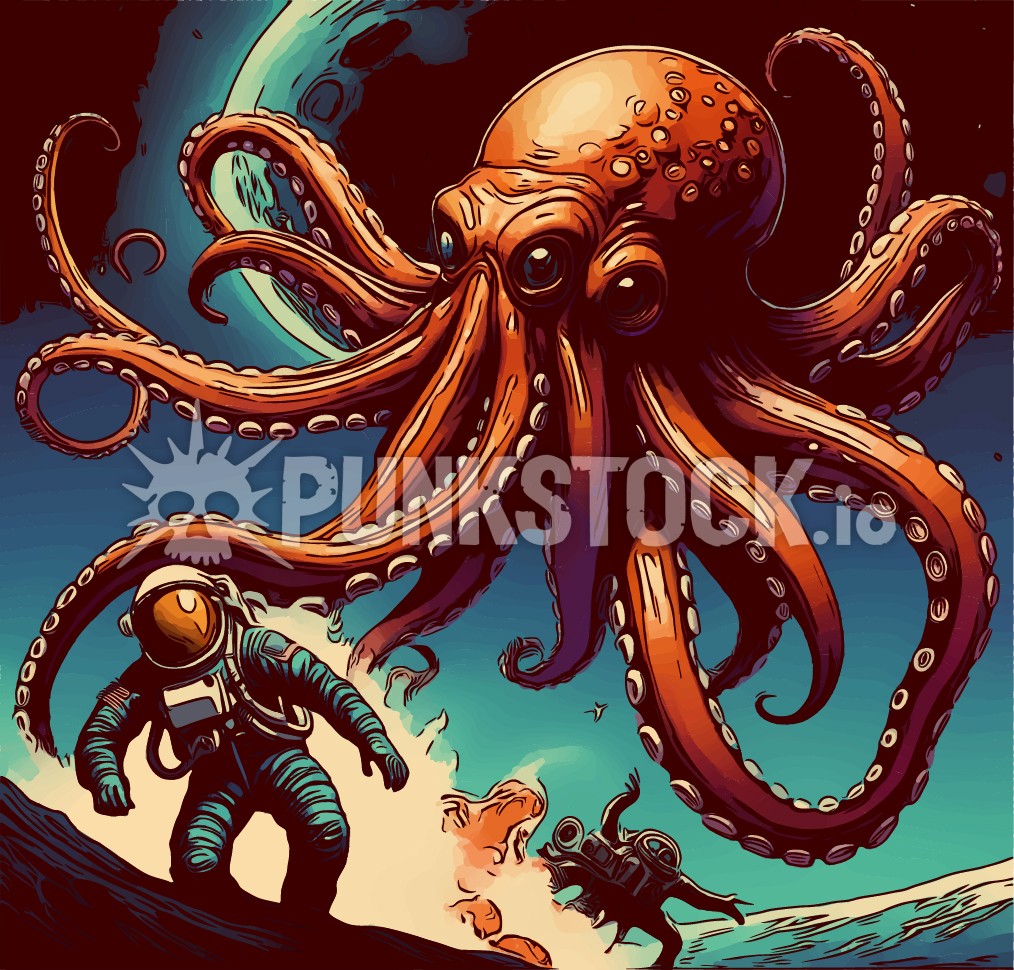 Squid space adventures squids vector graphic