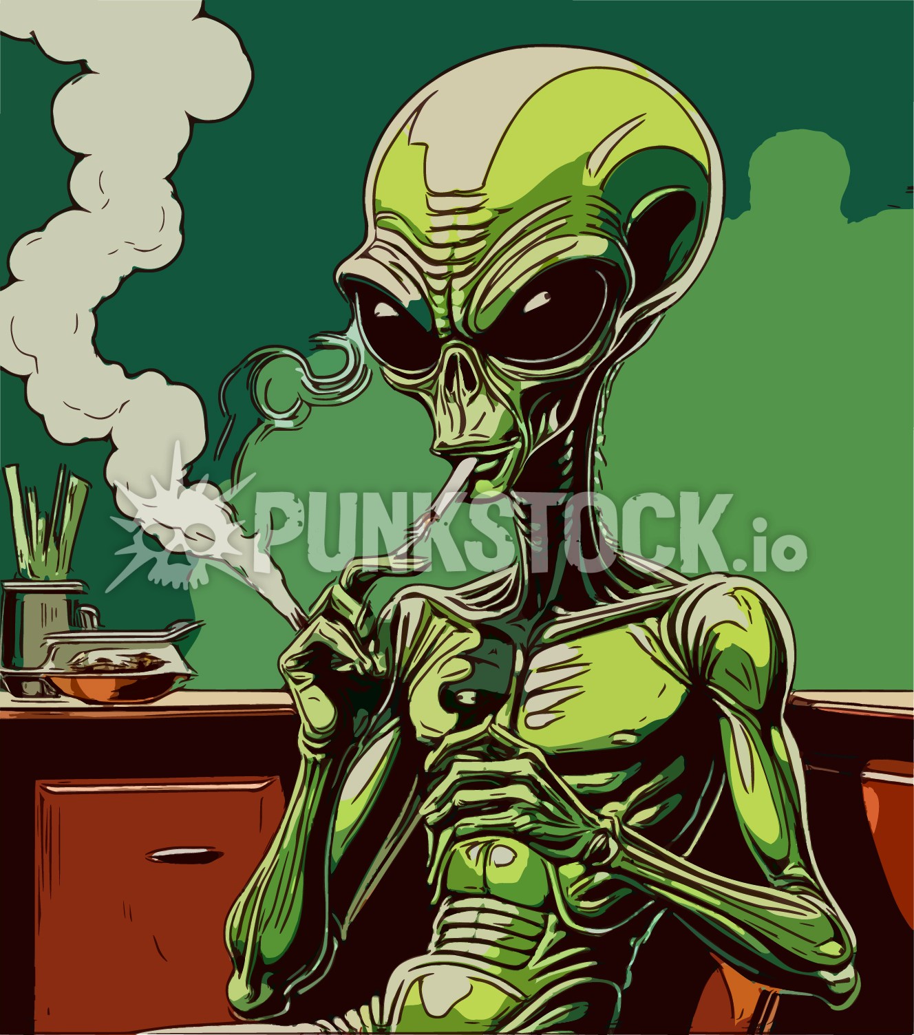 Alien aliens smoke vector graphic
