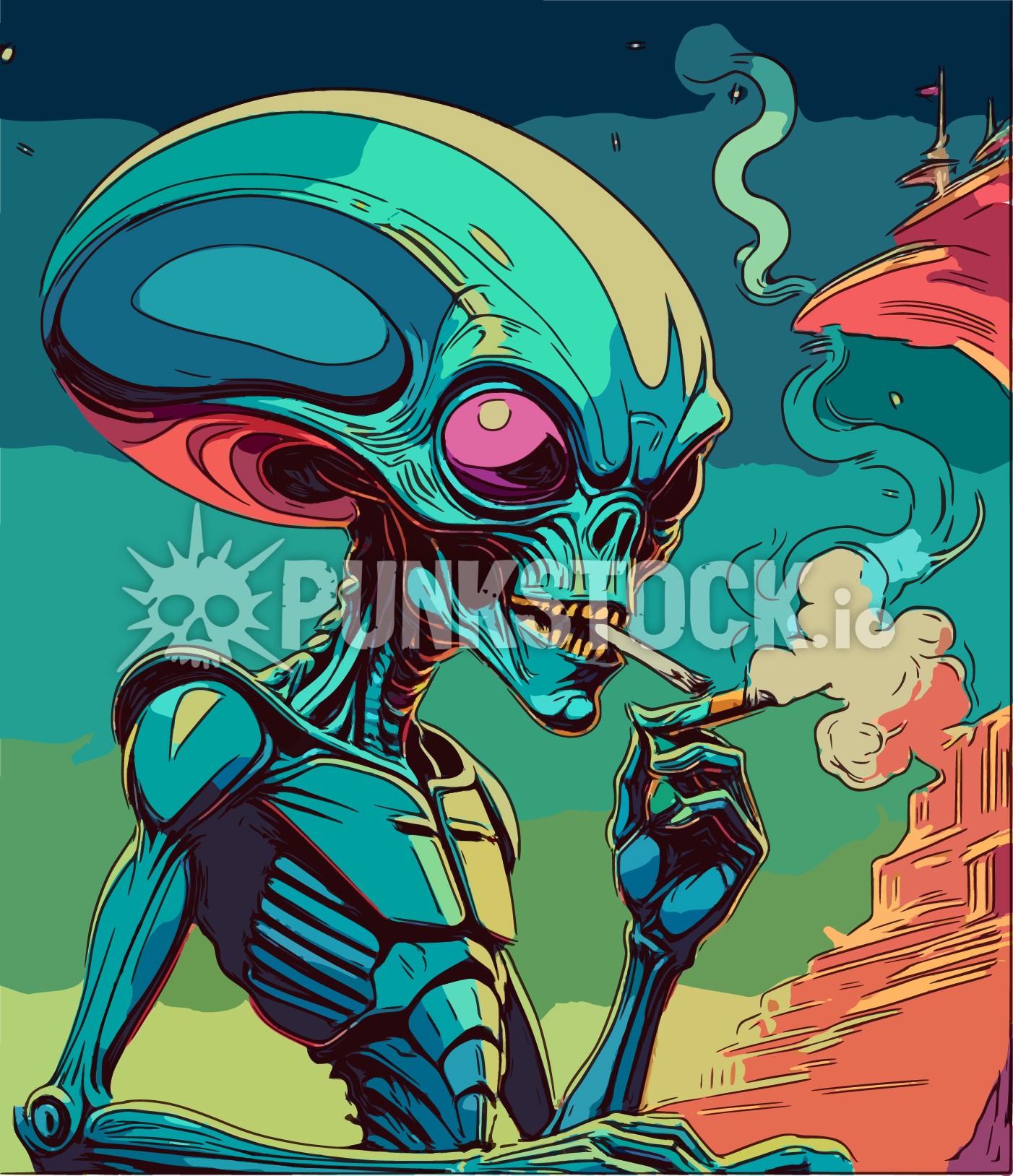 Alien aliens smoke vector graphic