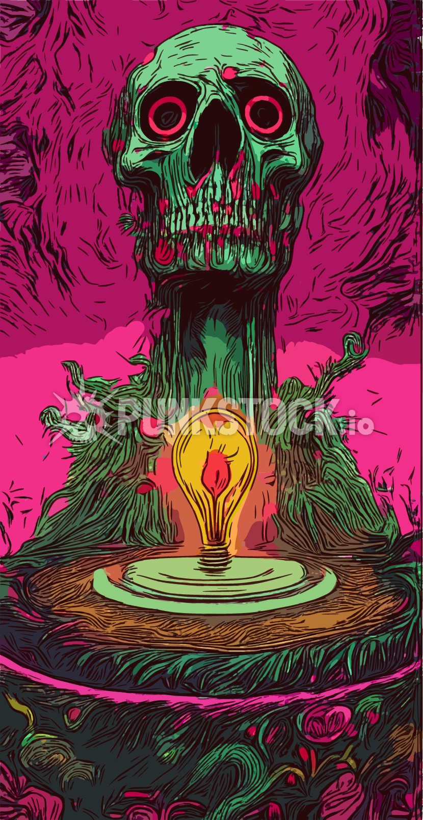 Skull altar ritual vector graphic