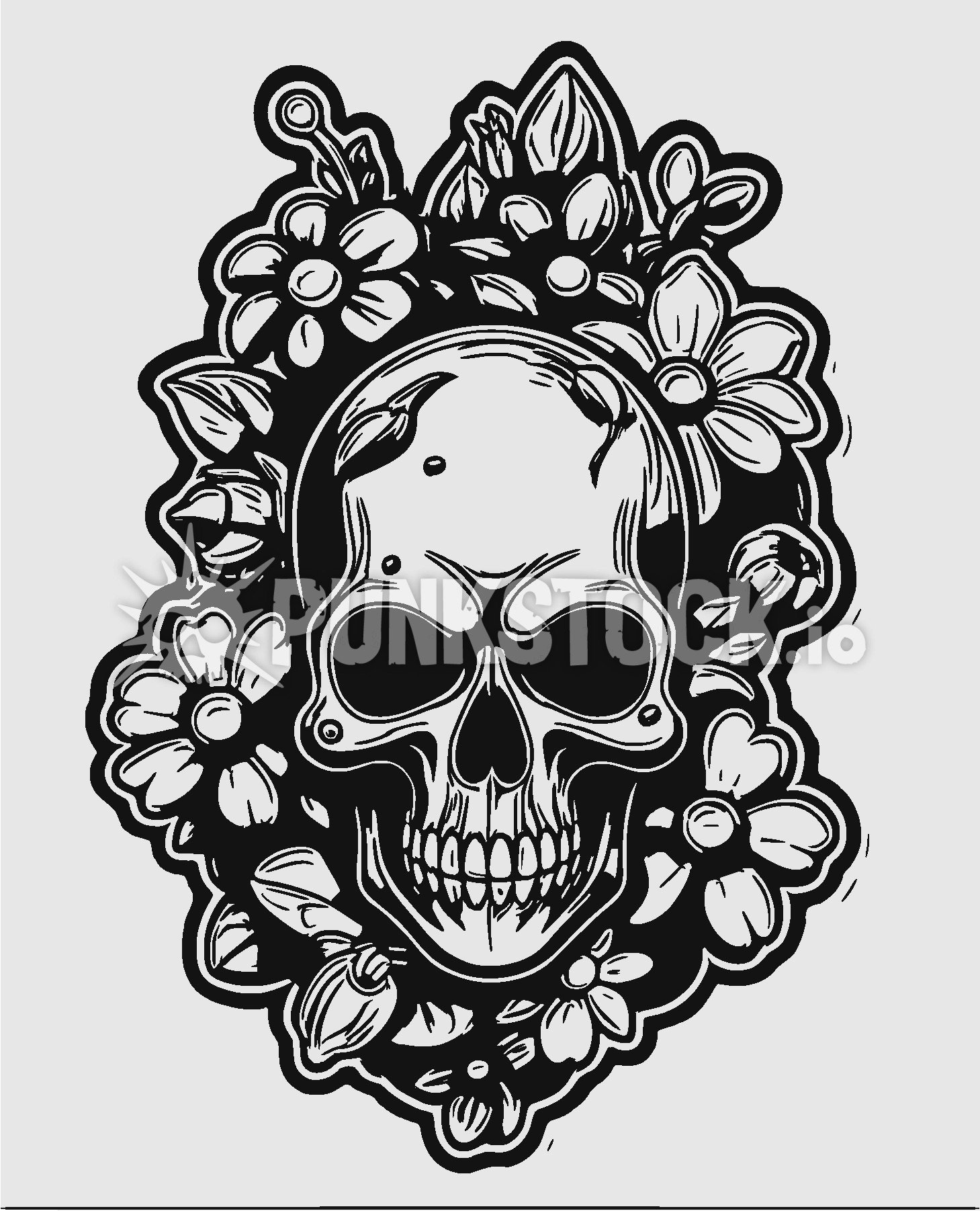 Skull black white vector graphic
