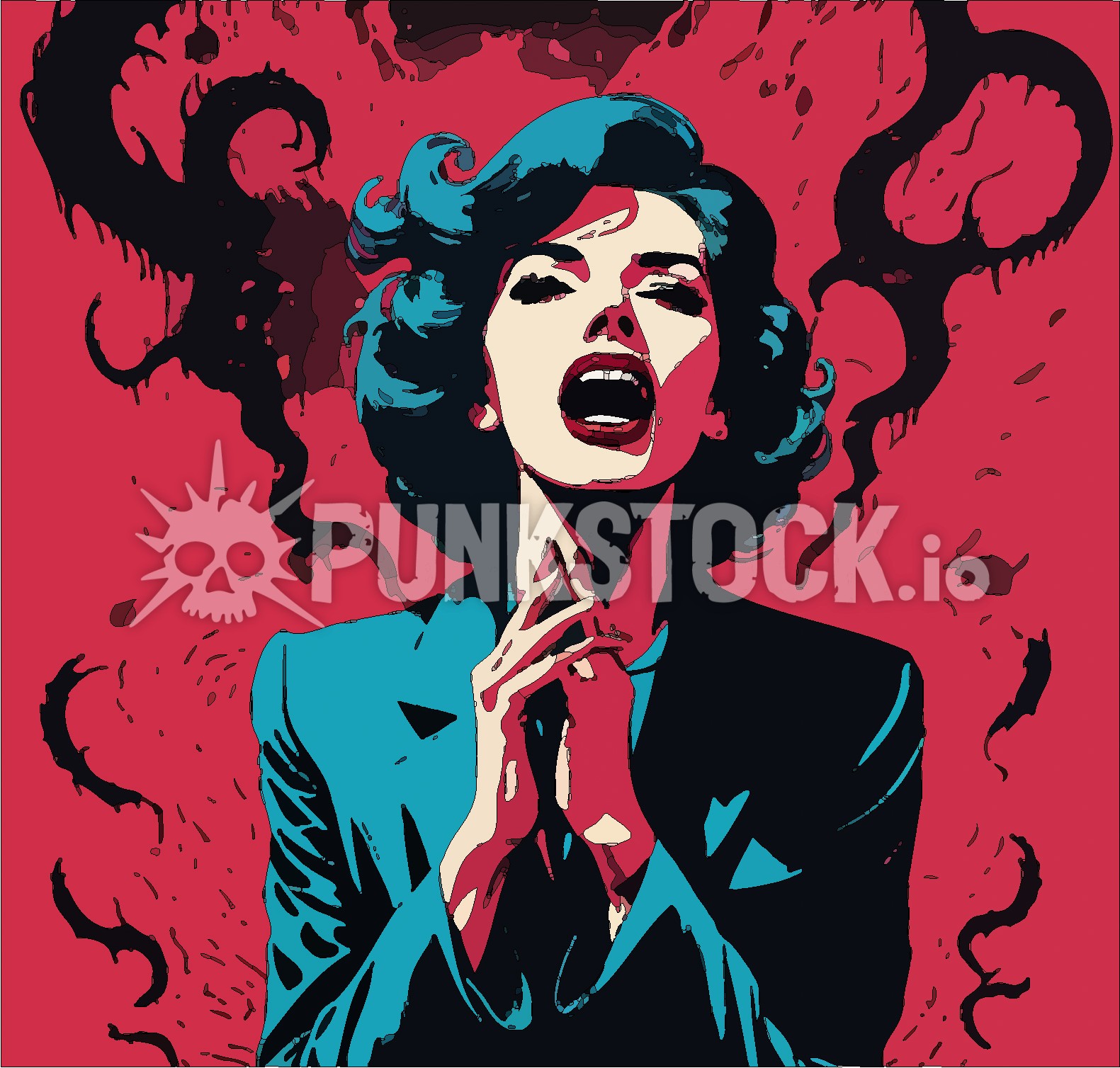 Woman red hands vector graphic