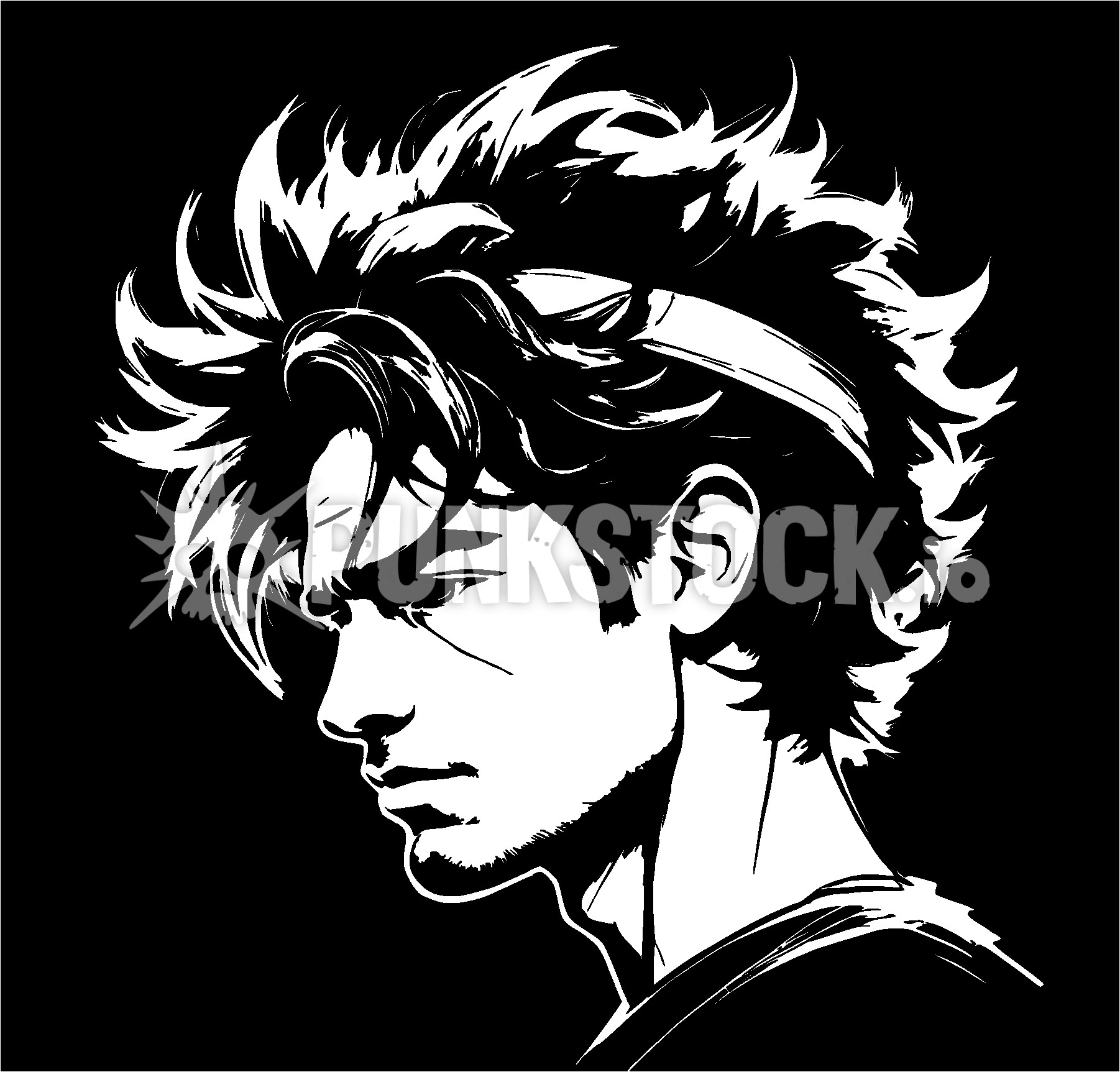 Big hair curly hair messy hair man vector graphic