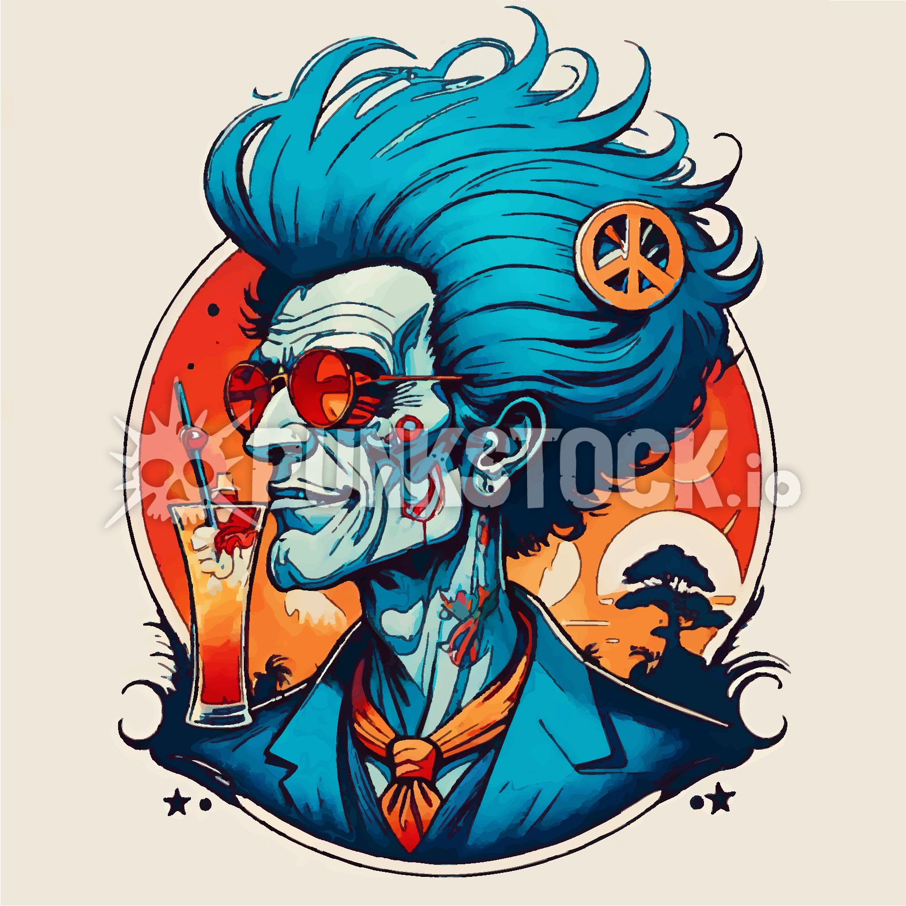 Drink cocktail blue vector graphic