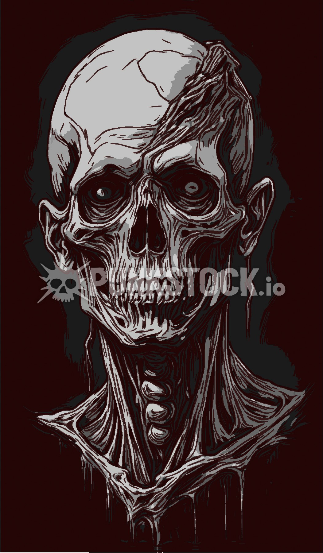 Front view skull zombie vector graphic