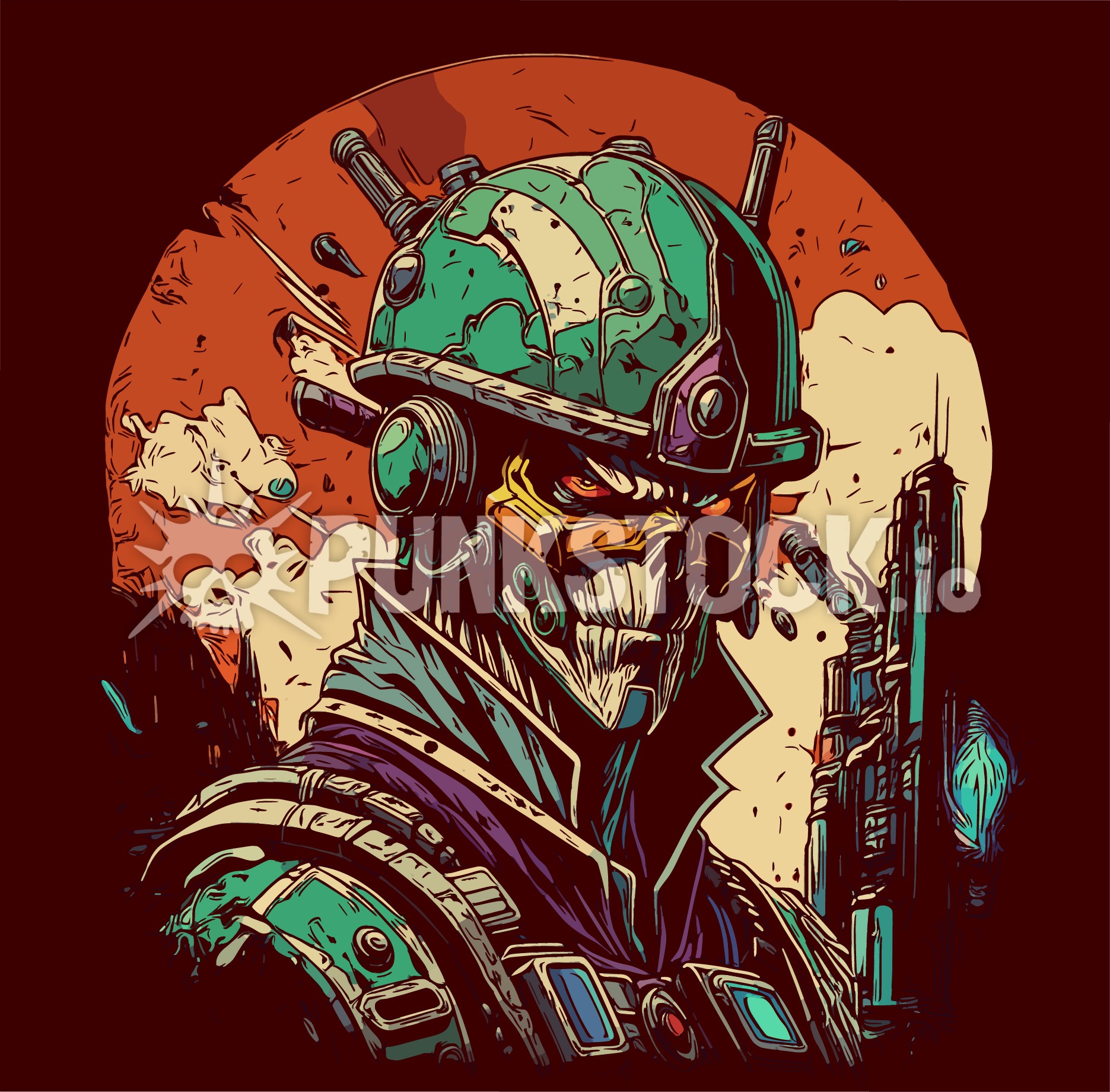 Warrior robot android vector graphic