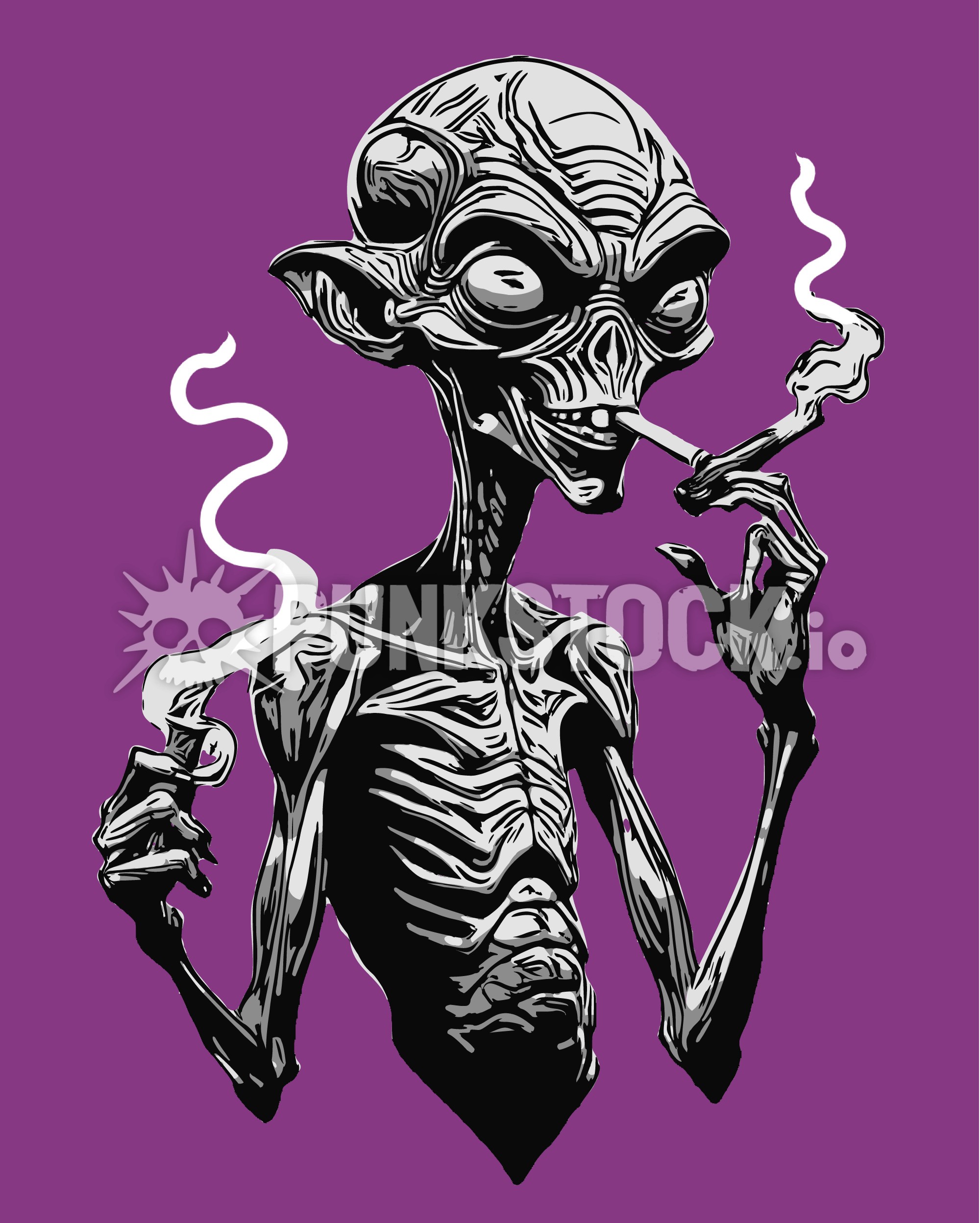 Red eyes green alien vector graphic