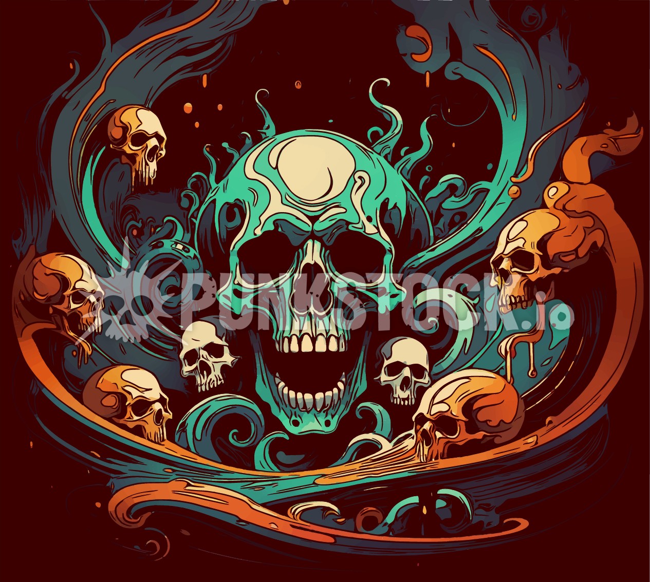 Abstract skulls altar vector graphic