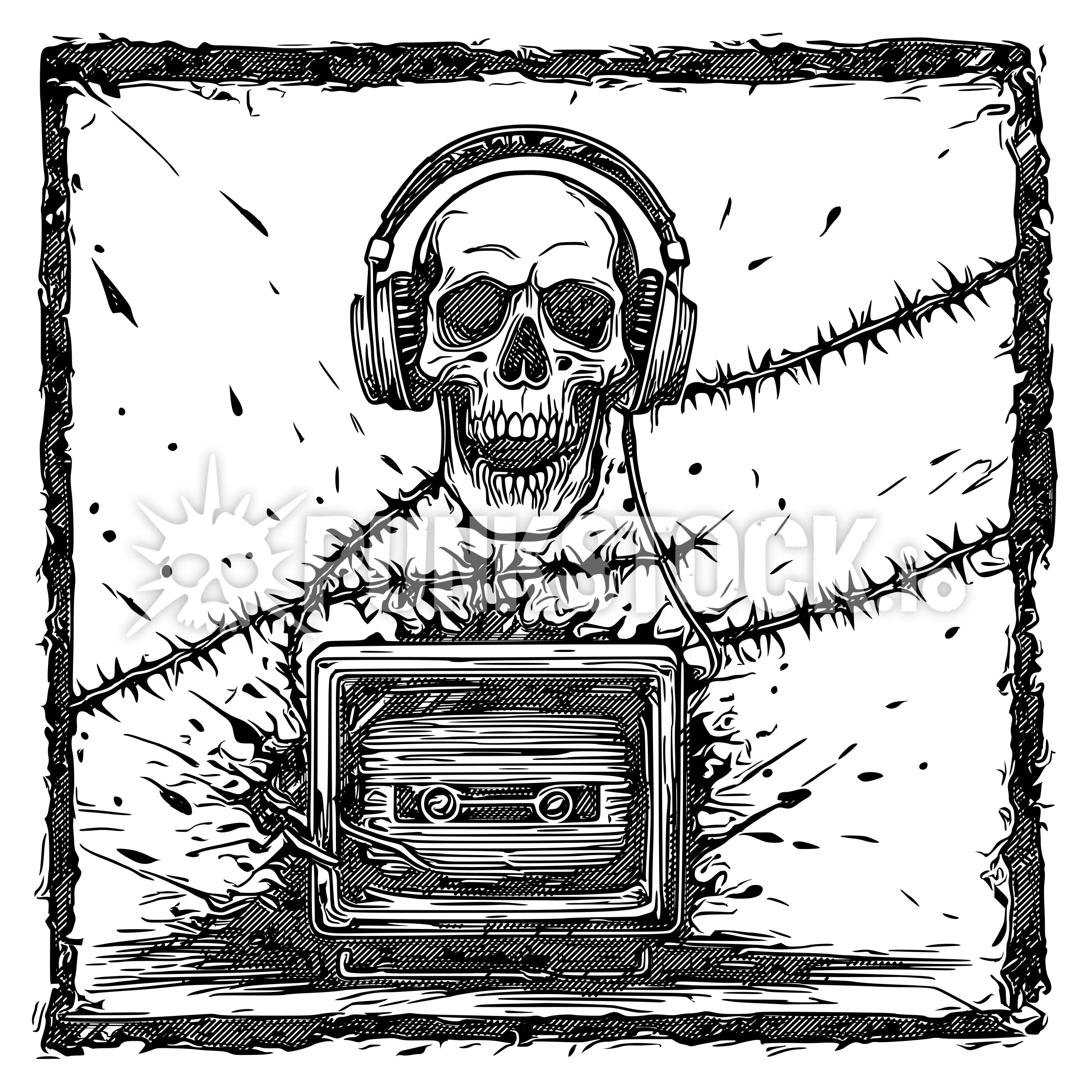Skull skulls headphones vector graphic